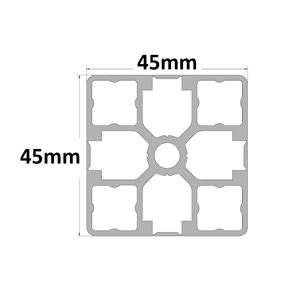 10-4545S4-0-2000MM MODULAR SOLUTIONS EXTRUDED PROFILE<br>45MM X 45MM SMOOTH SIDES TARE AWAY, CUT TO THE LENGTH OF 2000 MM